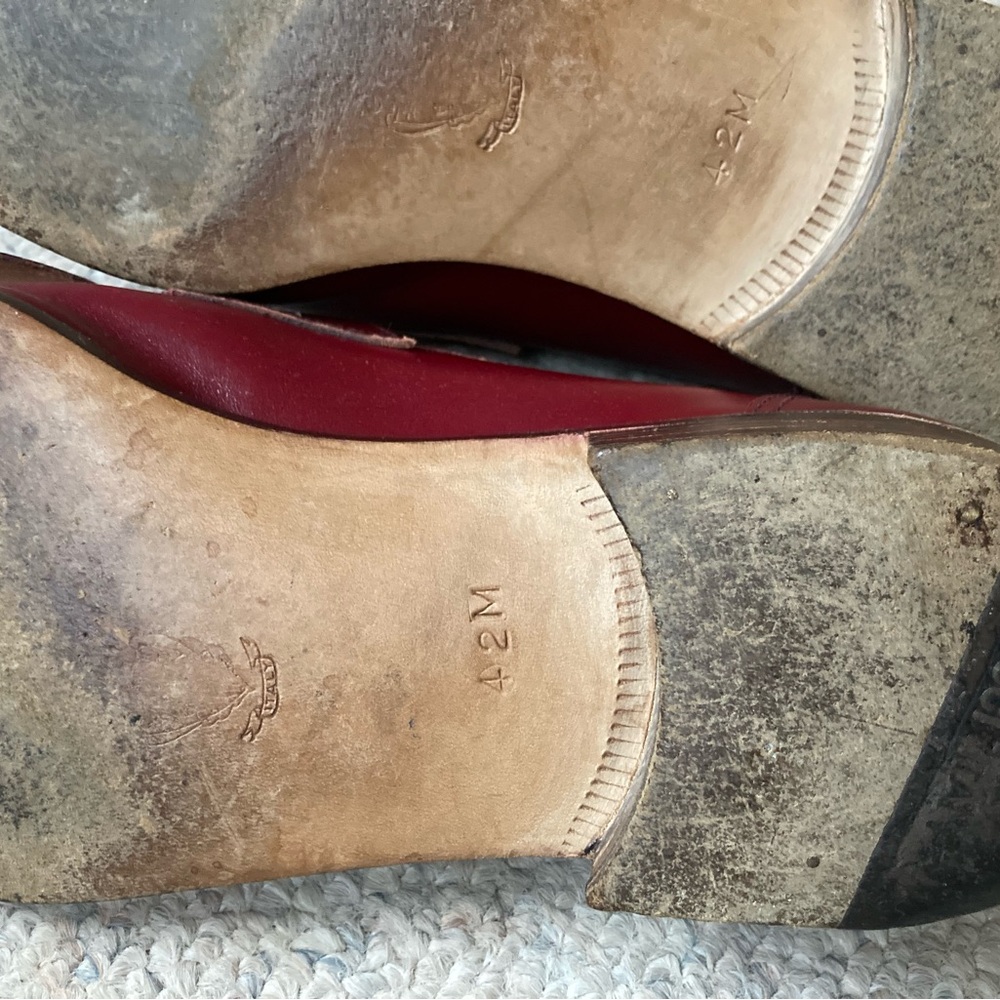 Gucci Wine Red Leather Fringe Penny Loafers - Picture 8 of 8